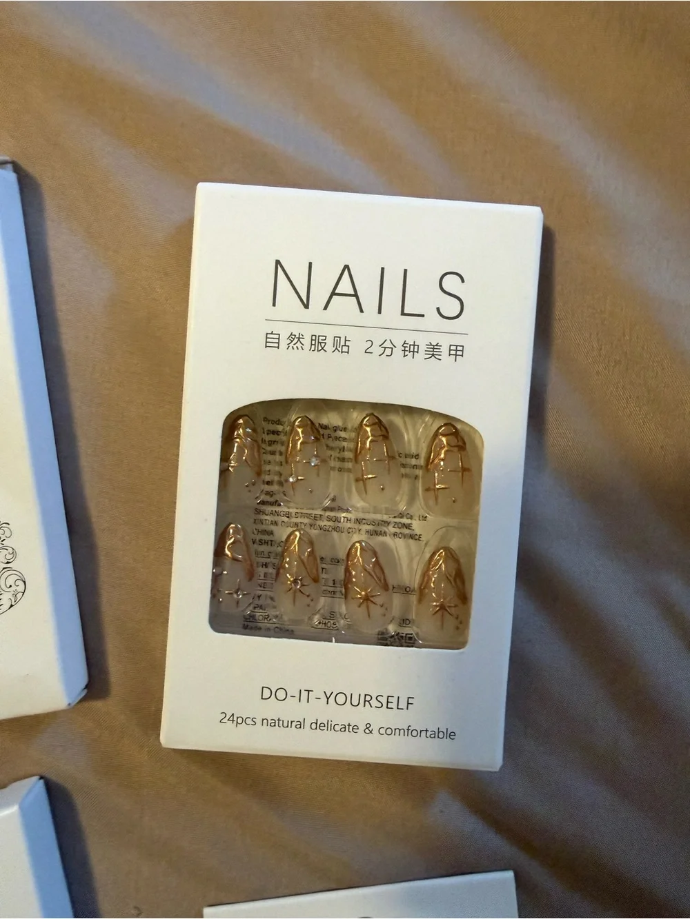 Press On Nails Set - Assorted Pink, Teal, Nude & Gold Designs